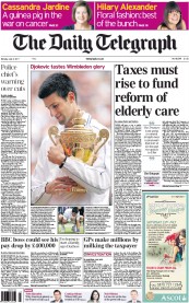 The Daily Telegraph () Newspaper Front Page for 4 July 2011