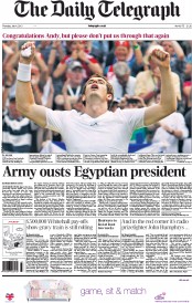 The Daily Telegraph () Newspaper Front Page for 4 July 2013