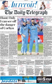 The Daily Telegraph () Newspaper Front Page for 4 July 2019