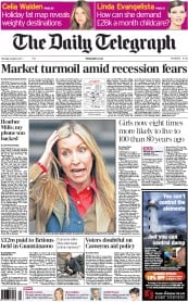 The Daily Telegraph () Newspaper Front Page for 4 August 2011
