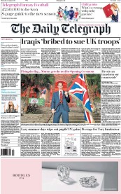 The Daily Telegraph () Newspaper Front Page for 4 August 2016