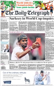 The Daily Telegraph () Newspaper Front Page for 4 August 2017