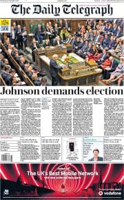 The Daily Telegraph () Newspaper Front Page for 4 September 2019