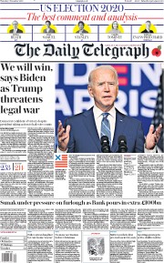 The Daily Telegraph () Newspaper Front Page for 5 November 2020