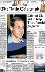 The Daily Telegraph () Newspaper Front Page for 5 December 2012