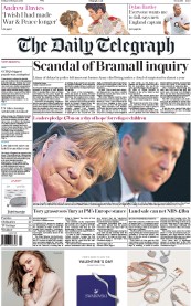 The Daily Telegraph () Newspaper Front Page for 5 February 2016