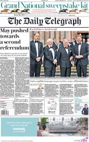 The Daily Telegraph () Newspaper Front Page for 5 April 2019
