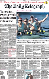 The Daily Telegraph () Newspaper Front Page for 5 April 2021