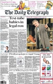 The Daily Telegraph () Newspaper Front Page for 5 May 2016