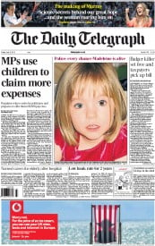 The Daily Telegraph () Newspaper Front Page for 5 July 2013