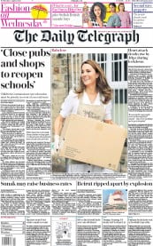 The Daily Telegraph () Newspaper Front Page for 5 August 2020