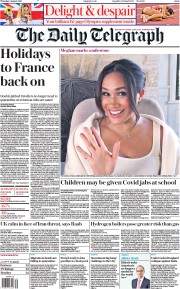The Daily Telegraph () Newspaper Front Page for 5 August 2021