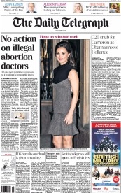 The Daily Telegraph () Newspaper Front Page for 5 September 2013