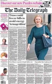 The Daily Telegraph () Newspaper Front Page for 5 September 2022