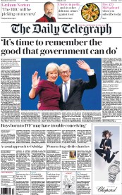 The Daily Telegraph () Newspaper Front Page for 6 October 2016