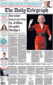 The Daily Telegraph () Newspaper Front Page for 6 October 2022