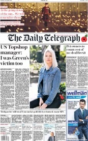 The Daily Telegraph () Newspaper Front Page for 6 November 2018
