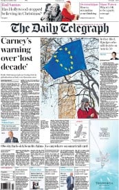 The Daily Telegraph () Newspaper Front Page for 6 December 2016