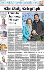 The Daily Telegraph () Newspaper Front Page for 6 February 2023