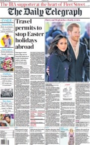 The Daily Telegraph () Newspaper Front Page for 6 March 2021