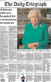 The Daily Telegraph () Newspaper Front Page for 6 April 2020
