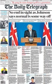 The Daily Telegraph () Newspaper Front Page for 6 April 2021