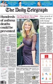The Daily Telegraph () Newspaper Front Page for 6 May 2014