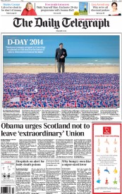 The Daily Telegraph () Newspaper Front Page for 6 June 2014