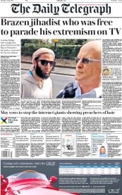 The Daily Telegraph () Newspaper Front Page for 6 June 2017