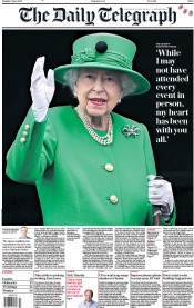 The Daily Telegraph () Newspaper Front Page for 6 June 2022