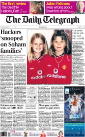 The Daily Telegraph () Newspaper Front Page for 6 July 2011