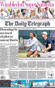 The Daily Telegraph () Newspaper Front Page for 6 July 2019