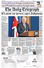The Daily Telegraph () Newspaper Front Page for 6 July 2021