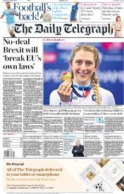 The Daily Telegraph () Newspaper Front Page for 6 August 2018