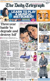 The Daily Telegraph () Newspaper Front Page for 6 September 2014