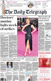 The Daily Telegraph () Newspaper Front Page for 6 September 2016