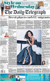 The Daily Telegraph () Newspaper Front Page for 6 September 2017