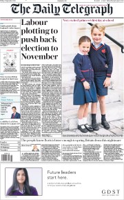 The Daily Telegraph () Newspaper Front Page for 6 September 2019