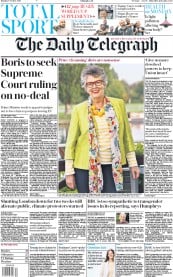 The Daily Telegraph () Newspaper Front Page for 7 October 2019