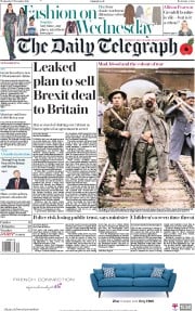 The Daily Telegraph () Newspaper Front Page for 7 November 2018