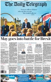 The Daily Telegraph () Newspaper Front Page for 7 December 2016