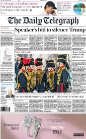 The Daily Telegraph () Newspaper Front Page for 7 February 2017