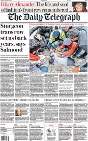 The Daily Telegraph () Newspaper Front Page for 7 February 2023