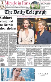 The Daily Telegraph () Newspaper Front Page for 7 March 2019
