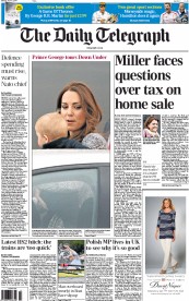 The Daily Telegraph () Newspaper Front Page for 7 April 2014