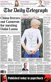 The Daily Telegraph () Newspaper Front Page for 7 May 2013