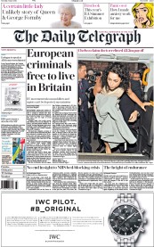 The Daily Telegraph () Newspaper Front Page for 7 June 2016