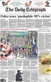 The Daily Telegraph () Newspaper Front Page for 7 July 2014