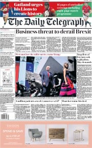 The Daily Telegraph () Newspaper Front Page for 7 July 2017