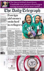 The Daily Telegraph () Newspaper Front Page for 7 September 2015